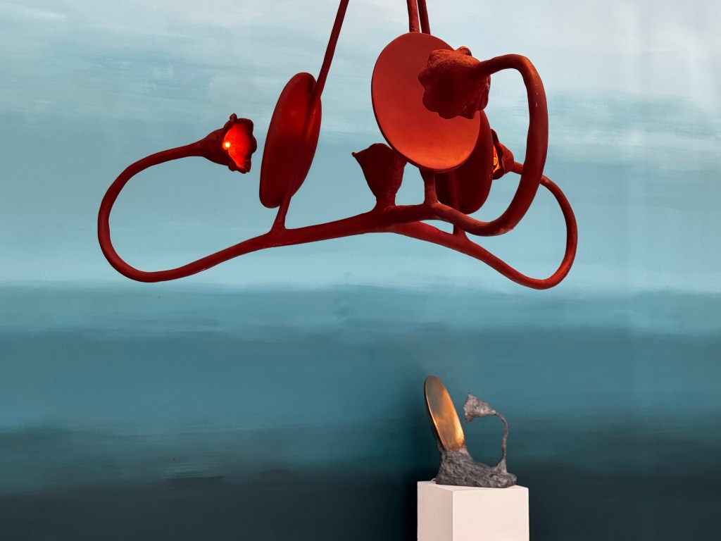 Aphrodite Chandelier and Aphrodite Table Lamp Sculpture